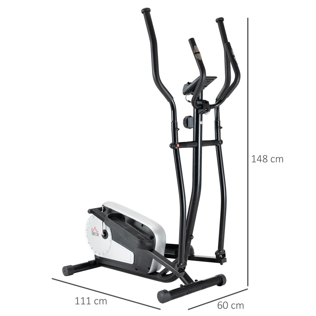 Elliptical Cross Trainer, Home Cardio Workout Machine with Eight Level Magnetic Resistance, LCD Monitor, Heart Rate Sensor, Two Wheels