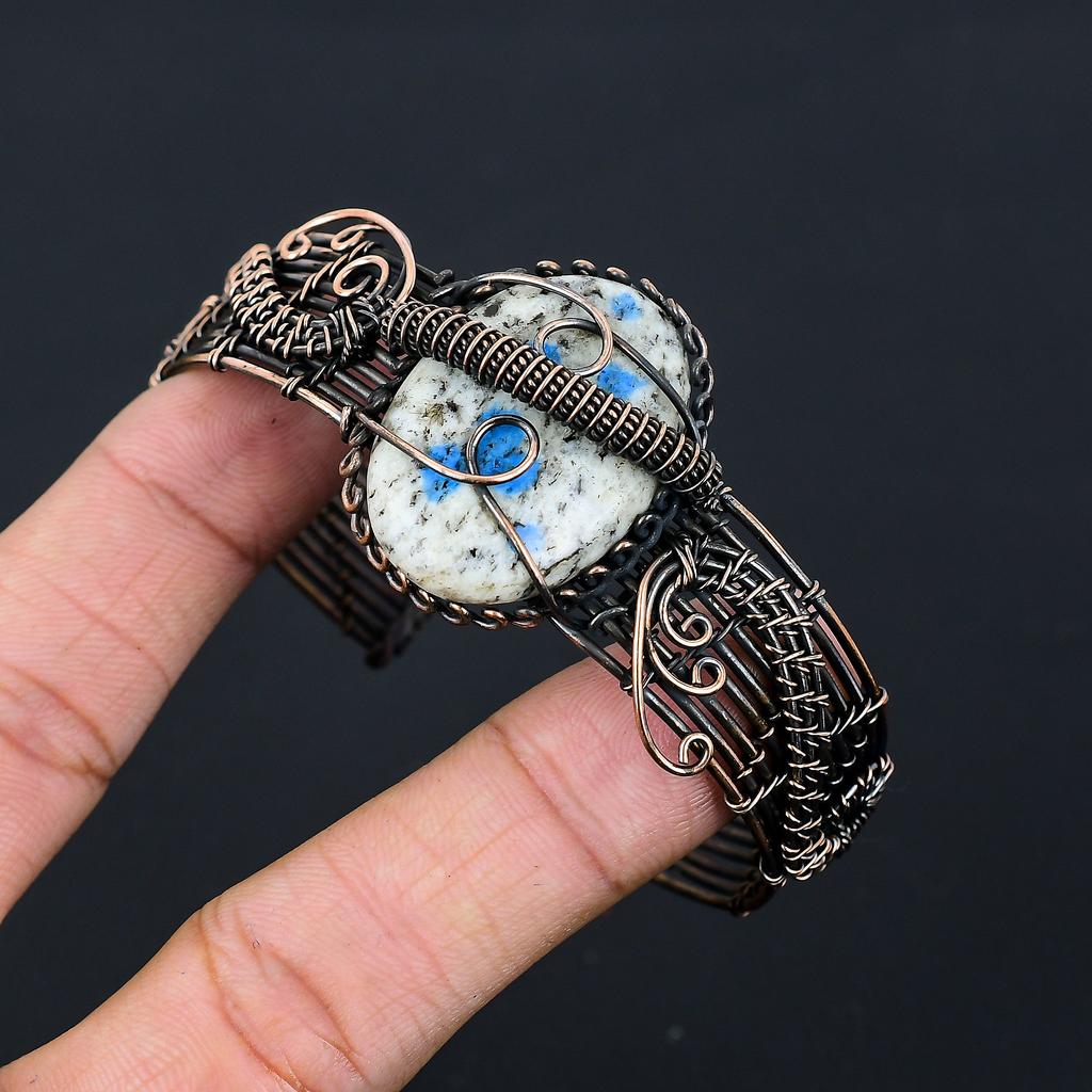 Яшма К2 Ручной работы Медная проволока Оплетка Браслет Регулируемый O2Q08