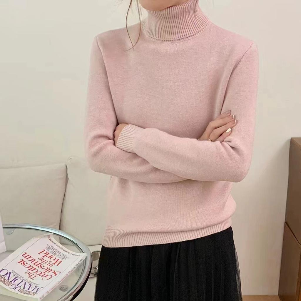 Женский свитер с высоким воротом, утолщенный внутренний слой, цельный бархатный пуловер с добавлением бархата, повседневный вязаный свитер сверху на осень и зиму