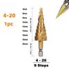 4-32mm/4-20mm/4-12mm HSS titanium coated stepped drill, conical drilling tool cutting wood holes and high speed steel metal