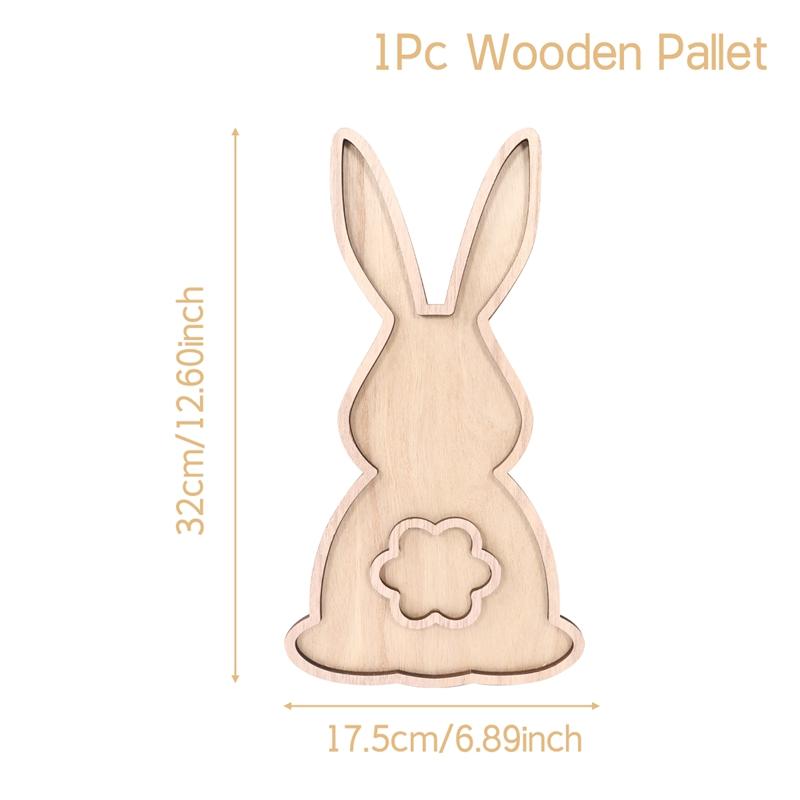 Поднос для пасхального кролика, деревянная тарелка для еды, сервировка фруктов, хлеб, деревянный весенний декор, детские украшения для торта, пасхальные принадлежности