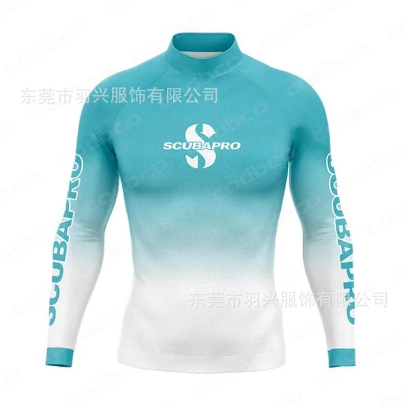 Diving Rash Guard Men Women UV Protection Quick Dry Swim Top Gradient Color Surfing Snorkeling Wetsuit Upper