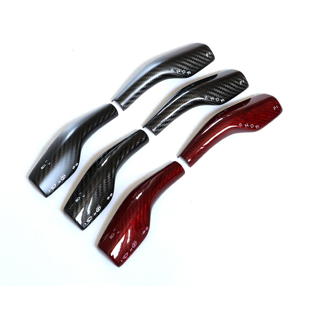 For Tesla Model 3 Column Shift Protective Cover 2pcs Forged Carbon Fiber Stickers For Model Y 2023 Steering Wheel Accessories