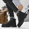 Men High Top Work Boots Lace Up Motorcycle Utility Shoes Thick Tread Outdoor Autumn Winter Travel Everyday Comfort Travel Shoes