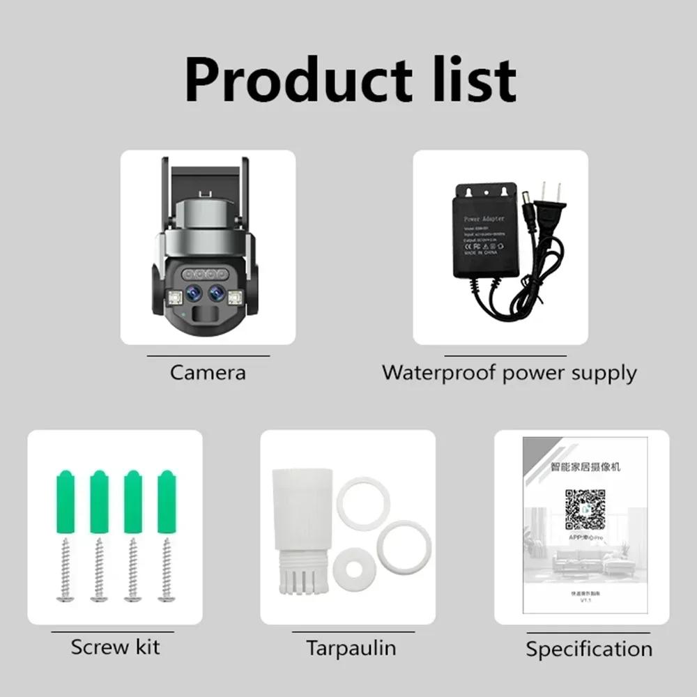 6MP Wifi PTZ 10X Zoom Уличная водонепроницаемая HD камера с двумя объективами и экраном AI Auto Tracking IP-камеры CCTV Видеонаблюдение