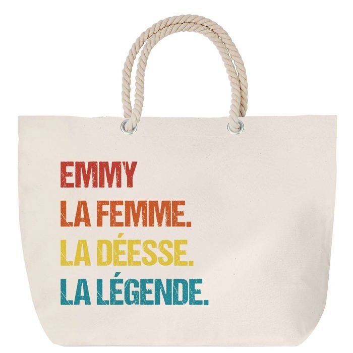 Sac de plage anse corde Emmy Déesse Légende Vintage Cadeau Anniversaire Noël | Grand Sac de Transport & Sport