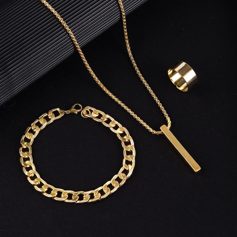 Cross Jewelry Chain Ring Bracelet Necklace 3 Sets