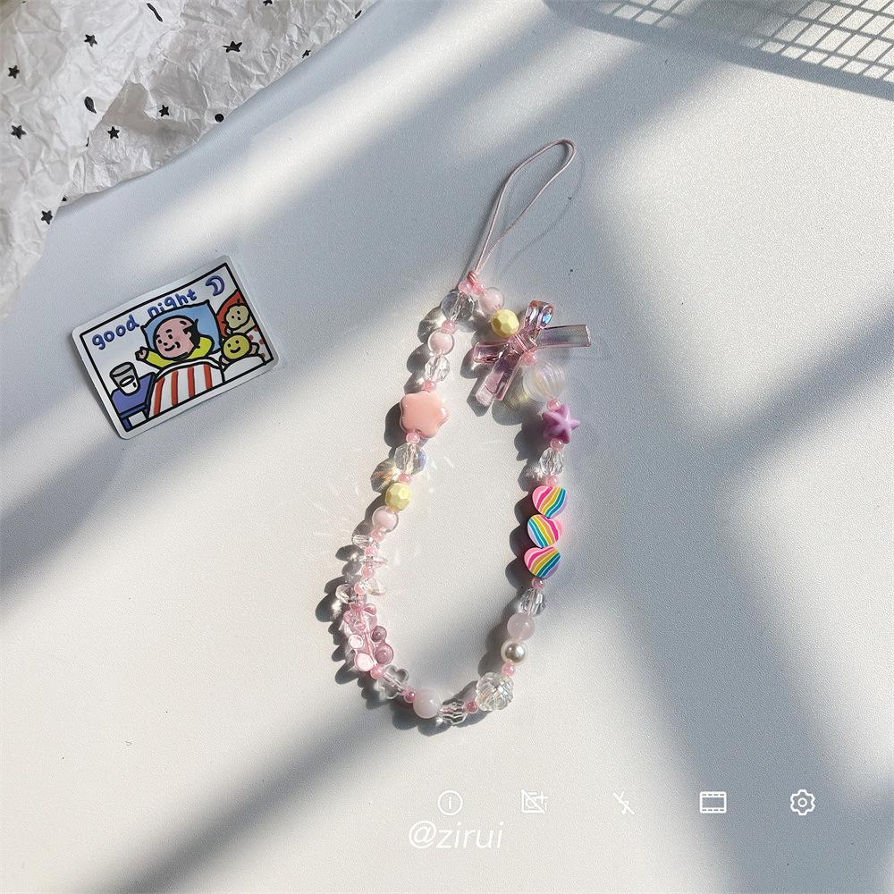 Cute Phone Charms Beaded Strap Cellphone Keychain Bear Butterfly Heart Cool Charm for Bag Keyring Camera Pendants Decor