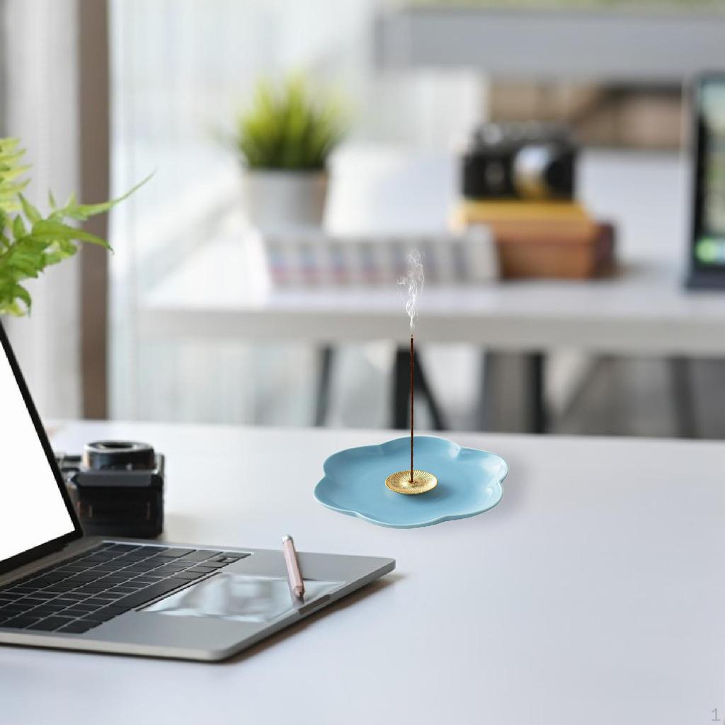 Керамическая курильница с цветком, держатель курильницы для палки, подставка для камина