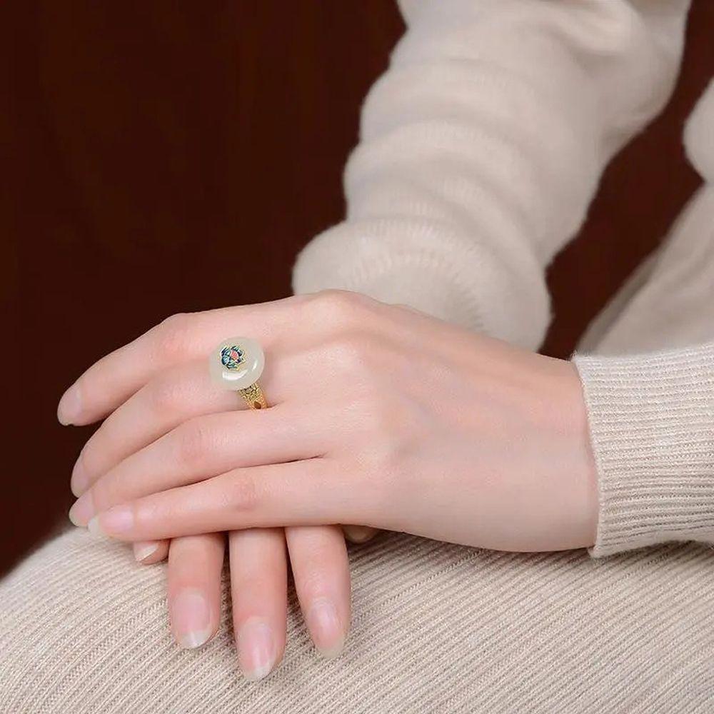 fashion Party Jewelry For Girl Trendy Adjustable Chinese Style Ring Lotus Ancient Ring