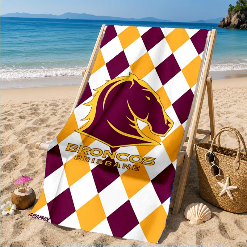 Brisbane Broncos Beach Towel, Quick-drying, Easy to Care for, Suitable for Both Fitness and Beach Vacations,Sports Essential
