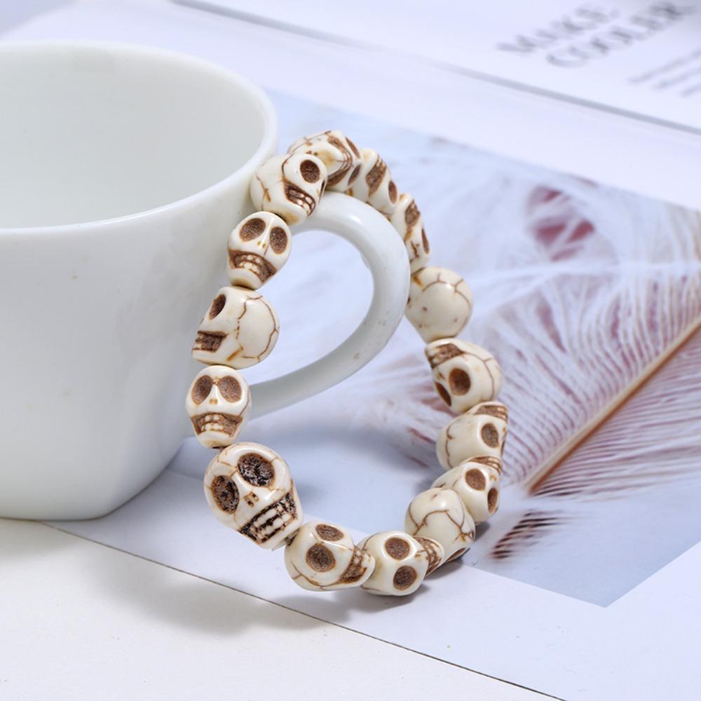 Vintage Design Skull Beaded Bracelet Punk Bangle Personalized Skeleton Beaded Bracelet Friend Gift
