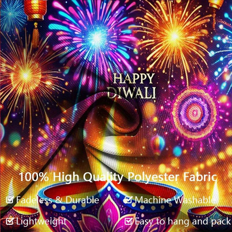 1pc 2D Flat Vibrant Diwali Party Banner - No Electricity Required——sym