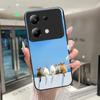 Красивый Цветок Милые Кошки Чехол Для Xiaomi Poco M6 Pro 4G / Poco M7 Pro 5G Закаленное Стекло Чехол Для Телефона Защитная Крышка Жесткий Корпус