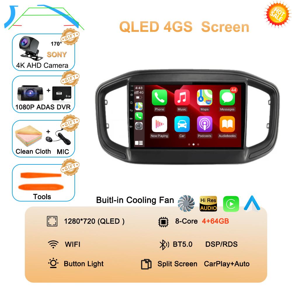 Android 14 Auto Carplay для Fiat Strada 2020 2021 2022 Автомобильный радиоприемник Мультимедиа Видеоплеер GPS-навигация Стерео 360 Камера WIFI