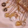 Women's European American Style Fashionable Personalized Retro Stainless Steel 18K Gold-Plated Zircon Bamboo Pendant Necklace