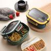 1200ML Leakproof Double Layer Lunch Box with Handle, Snack Box/Bento Box with Cutlery Set, BPA Free, Microwave/Dishwasher Safe