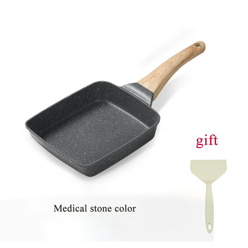Японская квадратная кастрюля тамако, сковорода для омлета, яичного рулета со съемной ручкой, предотвращающей ожоги, для всех плит, бездымная кастрюля