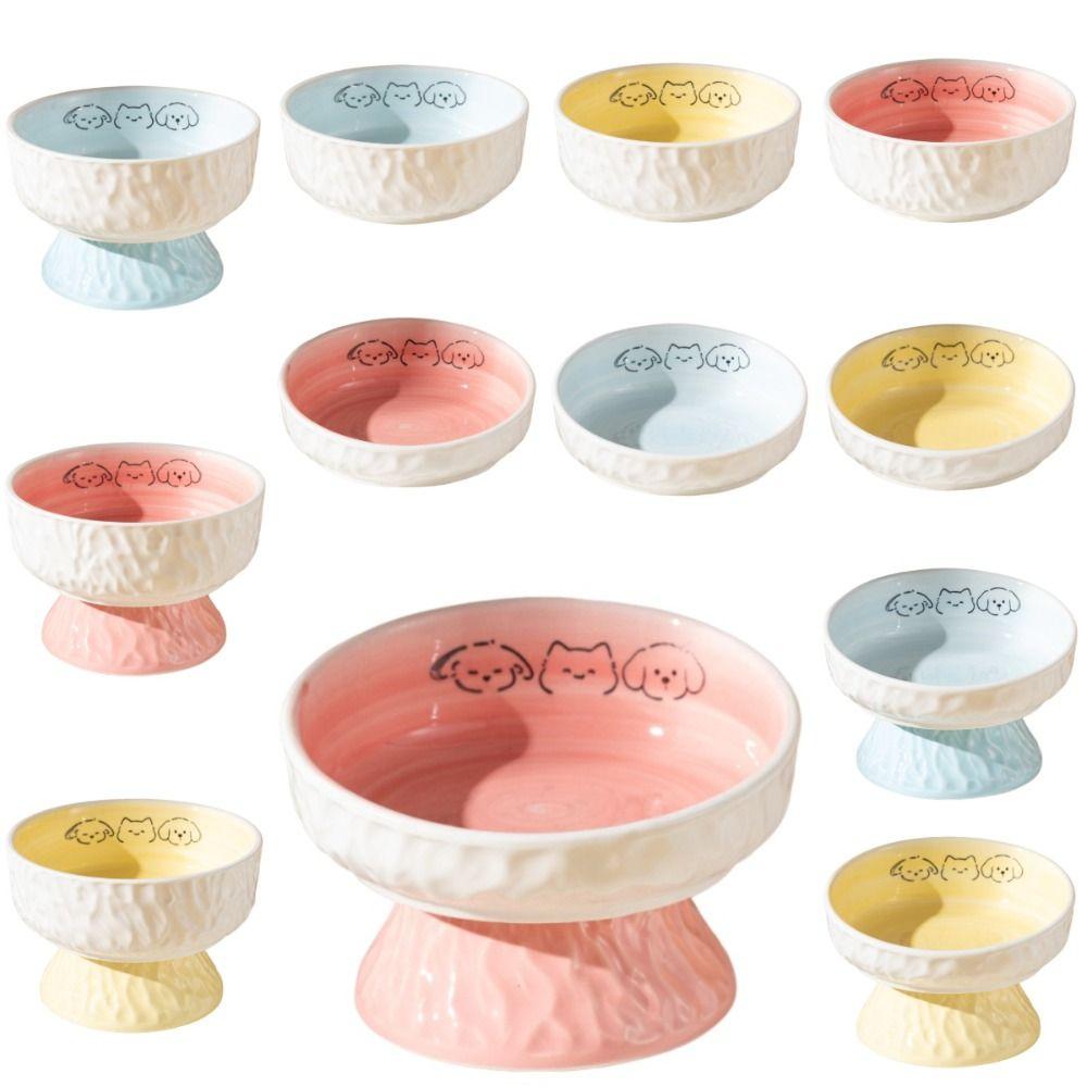 Ceramic Elevated Cat Bowl Anti-Vomiting Raised Pet Feeder Pet Food Water Bowl Pet Supplies