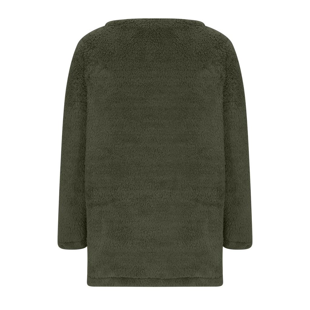 Женская модная повседневная толстовка с длинным рукавом и карманом из двухстороннего бархата с круглым вырезом