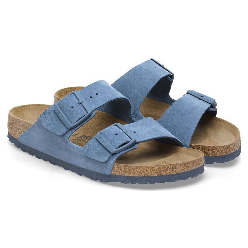 Birkenstock Замшевые Удобные Круглый Носок Универсальные Платформа Пряжка Шлепанцы Сандалии Унисекс Элемент-Синий Узкий 1026820