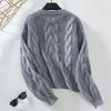 Autumn Winter Vintage Cardigan Sweater Top Loose Long Sleeve O Neck Solid Color Knitwear