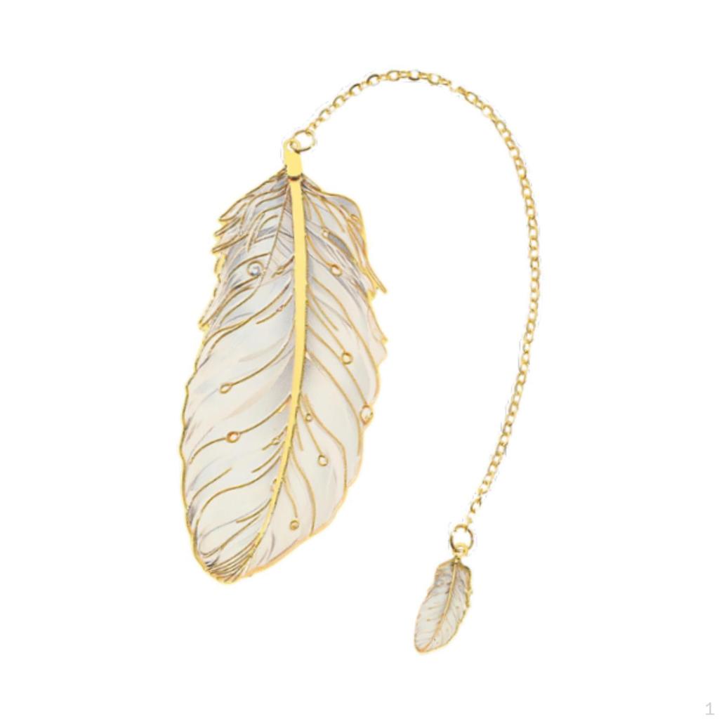 Feather Bookmark Metal with Charm Decorative Elegant Stylish Modern Art Book