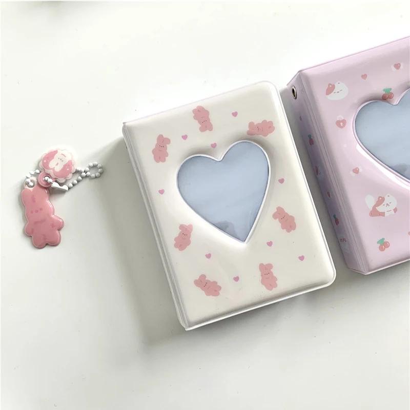 36 Cards Kpop Card Binder Name Card Book Photocard Holder Cute Bear Photo Album 3 Inch Love Heart Hollow Picture Storage Case KTY