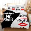 3D King and Queen Bedding Set Black Couple Room Duvet Cover Pillowcase 2/3 Holiday Gift AU210 * 240 Full Size Quick Drying Soft Home Textile