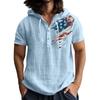 Men'S Casual Short Sleeved Hooded Top Buttoned Open Neck T-Shirt