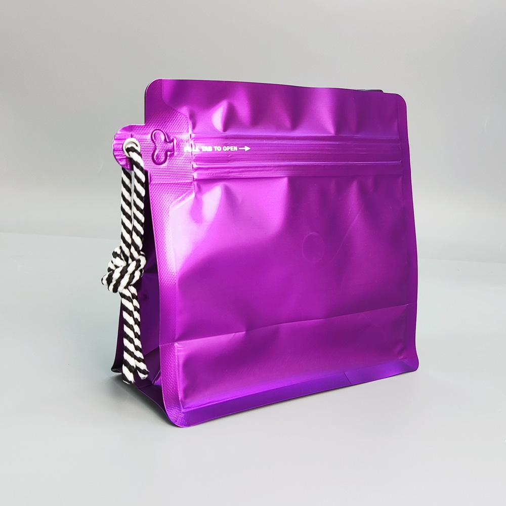 Custom Flat Bottom Pouch PE Zipper Packaging Bag With Rope for Baby Food Pet Food Coffee Beans Tea Bag