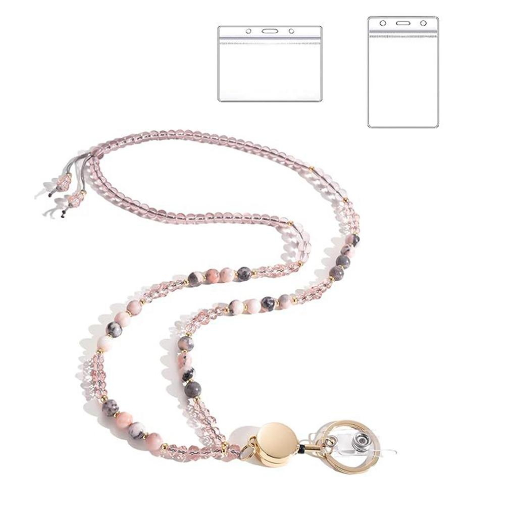 Ожерелье из бисера и шнурка для ключей и держателя карт, ожерелье из натурального камня для женщин, держатель для очков, шнурок
