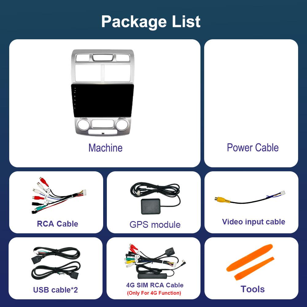 Bluetooth DSP Stereo Car Video Multimedia player for Kia Sportage 2 2004 - 2010 WiFi Android 14 System 4G GPS Touch Screen