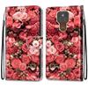 Художественный кожаный чехол-кошелек с росписью для серии Motorola Moto G с отделениями для карт и ремешком на запястье