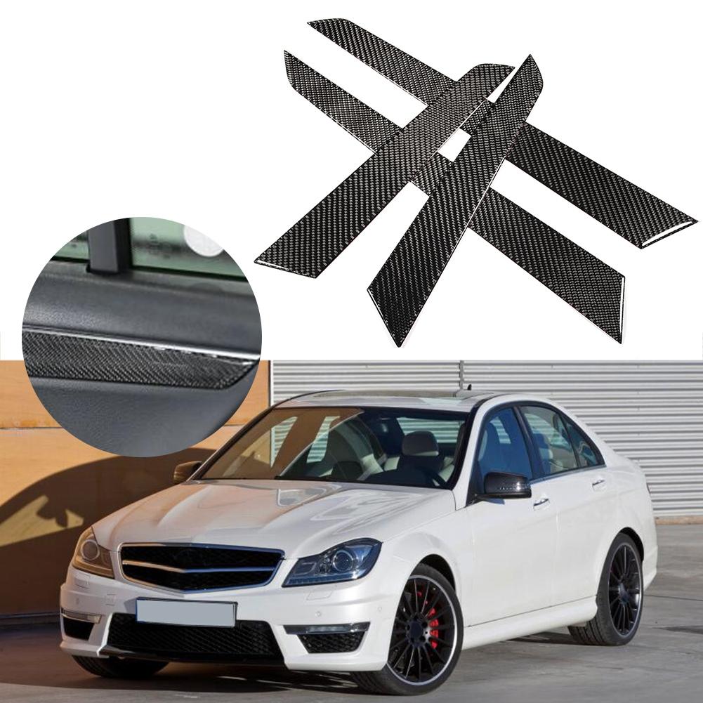 4PCS Interior Door Panel Cover Trim Real Carbon Fiber Fit for Mercedes C Class W204 0713