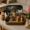 Little Jesus in Tin Box Miniature Jesus Crucifixion Resurrection Scene Ornament Pocket Jesus Figure Set Religious Home Office Desktop Decoration