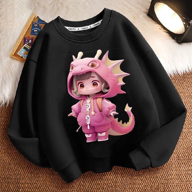 Милые толстовки с круглым вырезом и капюшоном с динозаврами для детей, модные толстовки с длинными рукавами для мальчиков и девочек на весну и осень