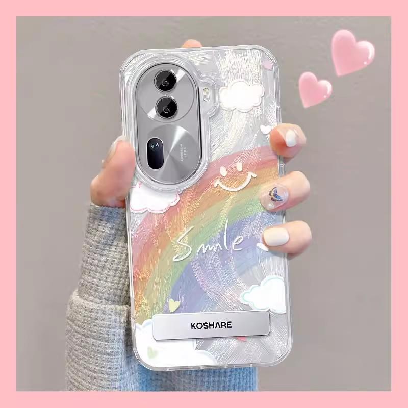 Подходит для Opporeno12pro Чехол для мобильного телефона из перьевой пряжи Vivos18 Улыбающееся лицо Радужная невидимая подставка Xiaomi 14