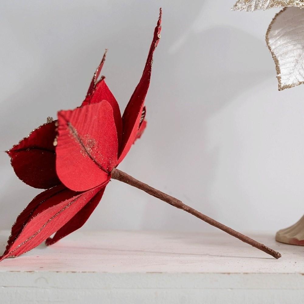 Decorative Flower Pick Artificial Poinsettia Poinsettia Tree Decoration Holiday Home Decor