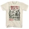 Bon Jovi "Wanted Dead or Alive" Ретро Портрет Группы Графическая Унисекс Футболка из Плотного Хлопка Винтажная Рок-Тур