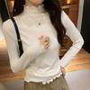 White Half-high Collar, Modern Style, Middle Collar, Brushed Top, Women's Autumn and Winter New Style, Versatile Plus Velvet Bottoming Shirt