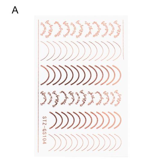 Лента для ногтей в форме полумесяца с 3D-эффектом, ультратонкая, розово-золотая, с полосками, линии для дизайна маникюра