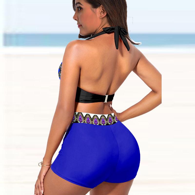 Женский купальник с бретелями, синий купальник-бикини с волшебным узором и танкини