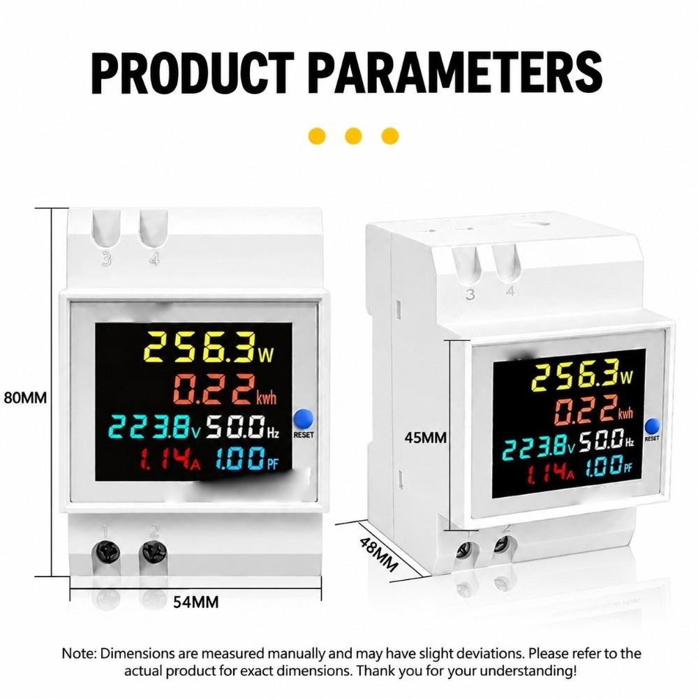 Color LCD Display Digital DIN Rail AC Power Meter for D52-2066 Distribution Box