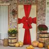 Front Door Red Bow Decoration Xmas for Holiday Window Home Festive