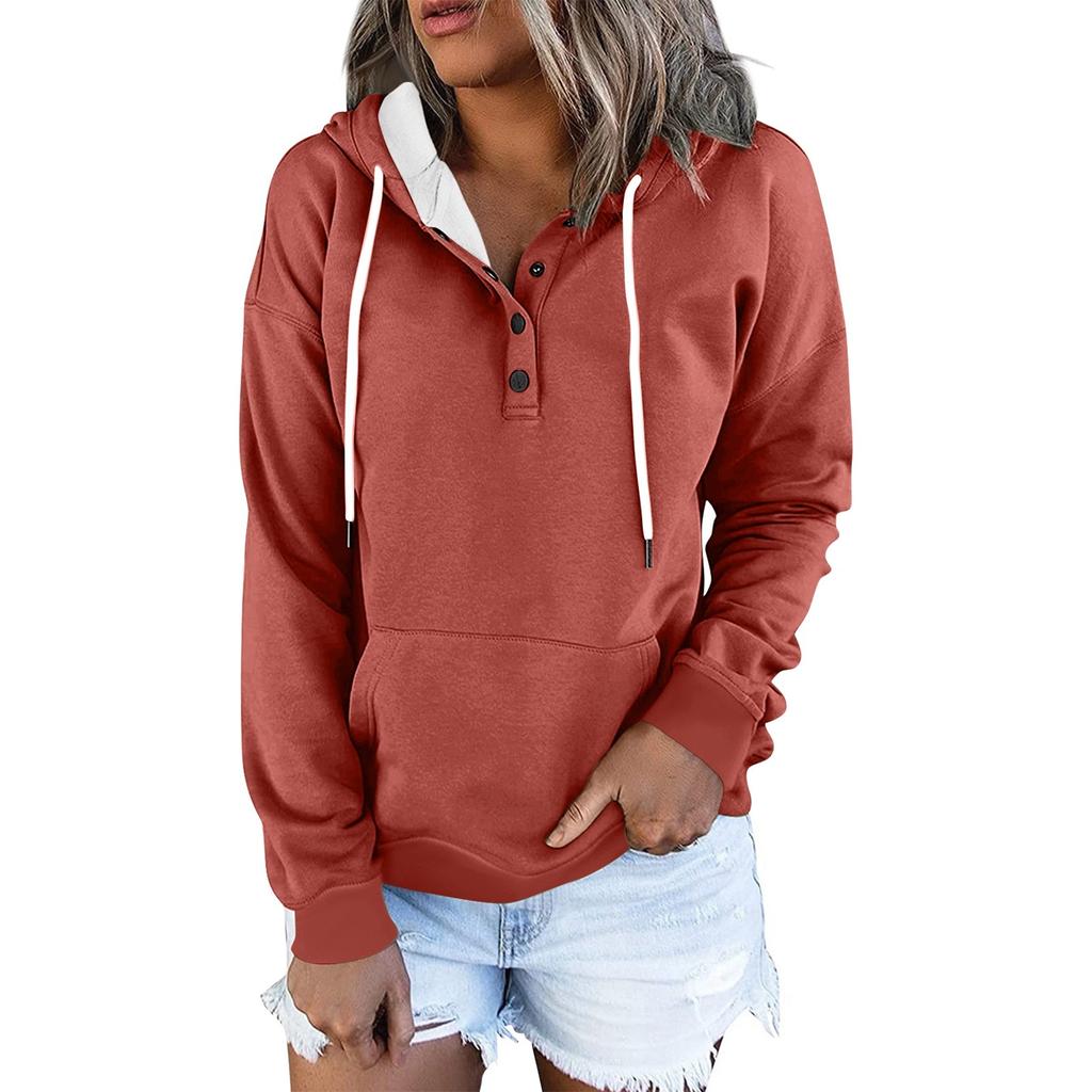 Women's Casual Fashion Solid Color Long Sleeve Pullover Hoodies Sweatshirts