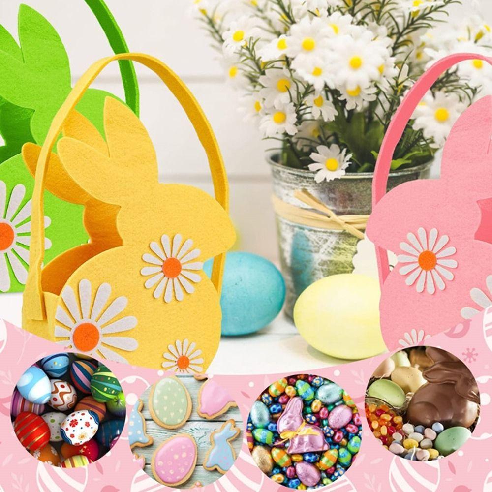 Cartoon Rabbit Egg Basket Cute Candy Gift Bag Portable Chicken Tote Bag Children Gifts