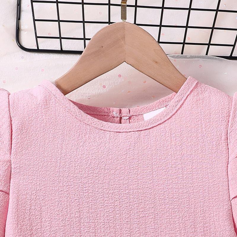 Летняя детская одежда, платье для девочек, симпатичное платье принцессы с рукавами-фонариками розового цвета для девочки-малыша