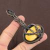 Желтый Мукаит Ручная работа Медная проволока Оплетка Подвеска Гитара 3,1" S2B85