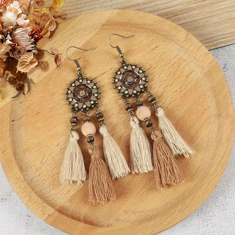 Bohemian Ethnic Tassel Earrings - Tribal Style for Holiday Travel Photography